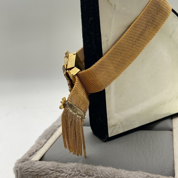 victorian gold plated mesh and tassel style bracelet - Picture 3 of 5